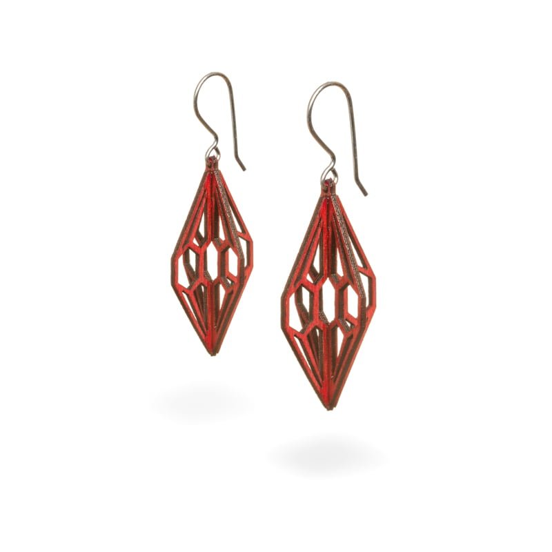 Diamond 3D red earrings / Timantti 3D punainen korvakorut